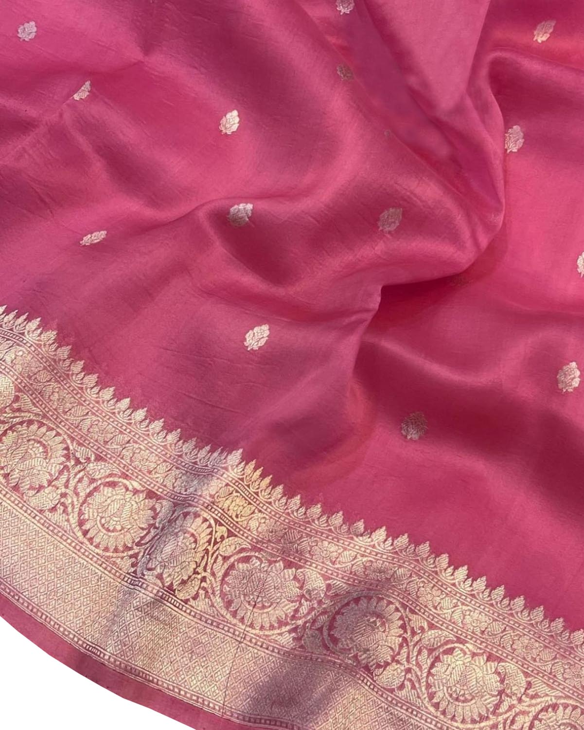 Pink Banarasi Kora Silk Saree - Luxurion World