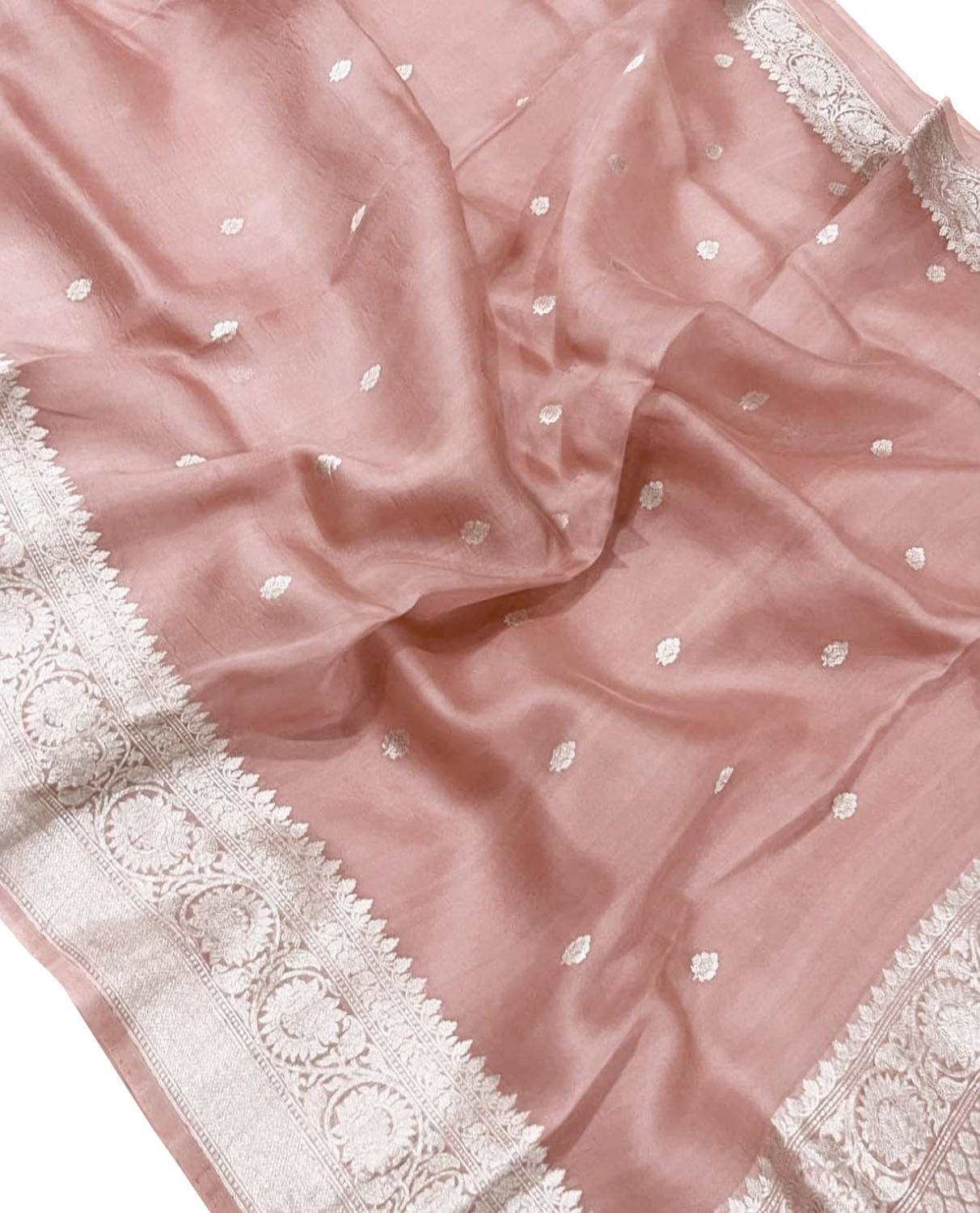Pink Banarasi Kora Silk Saree - Luxurion World