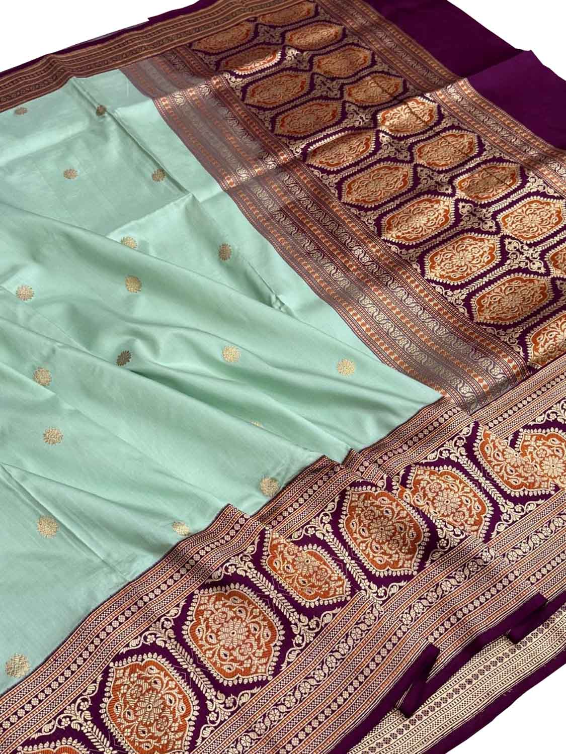 Blue Handloom Banarasi Pure Katan Silk Saree - Luxurion World