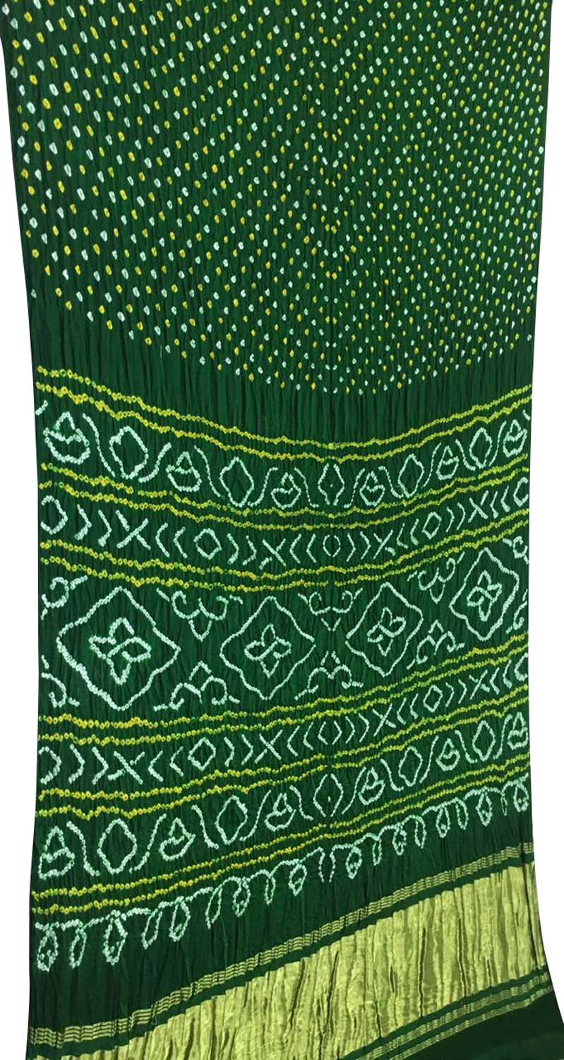 Green Bandhani Pure Gajji Silk Saree - Luxurion World