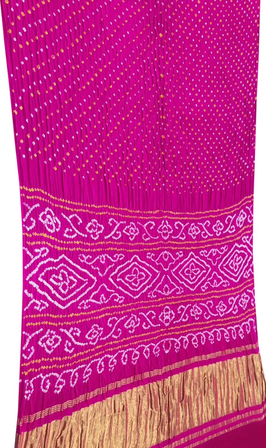 Pink Bandhani Pure Gajji Silk Saree - Luxurion World