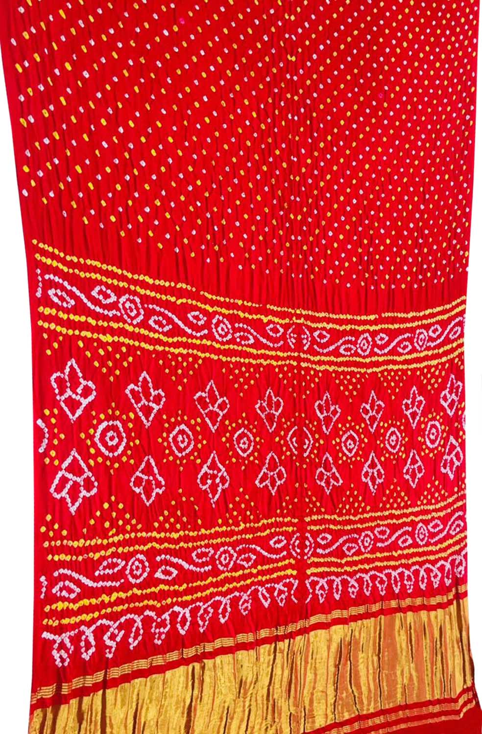 Red Bandhani Pure Gajji Silk Saree - Luxurion World