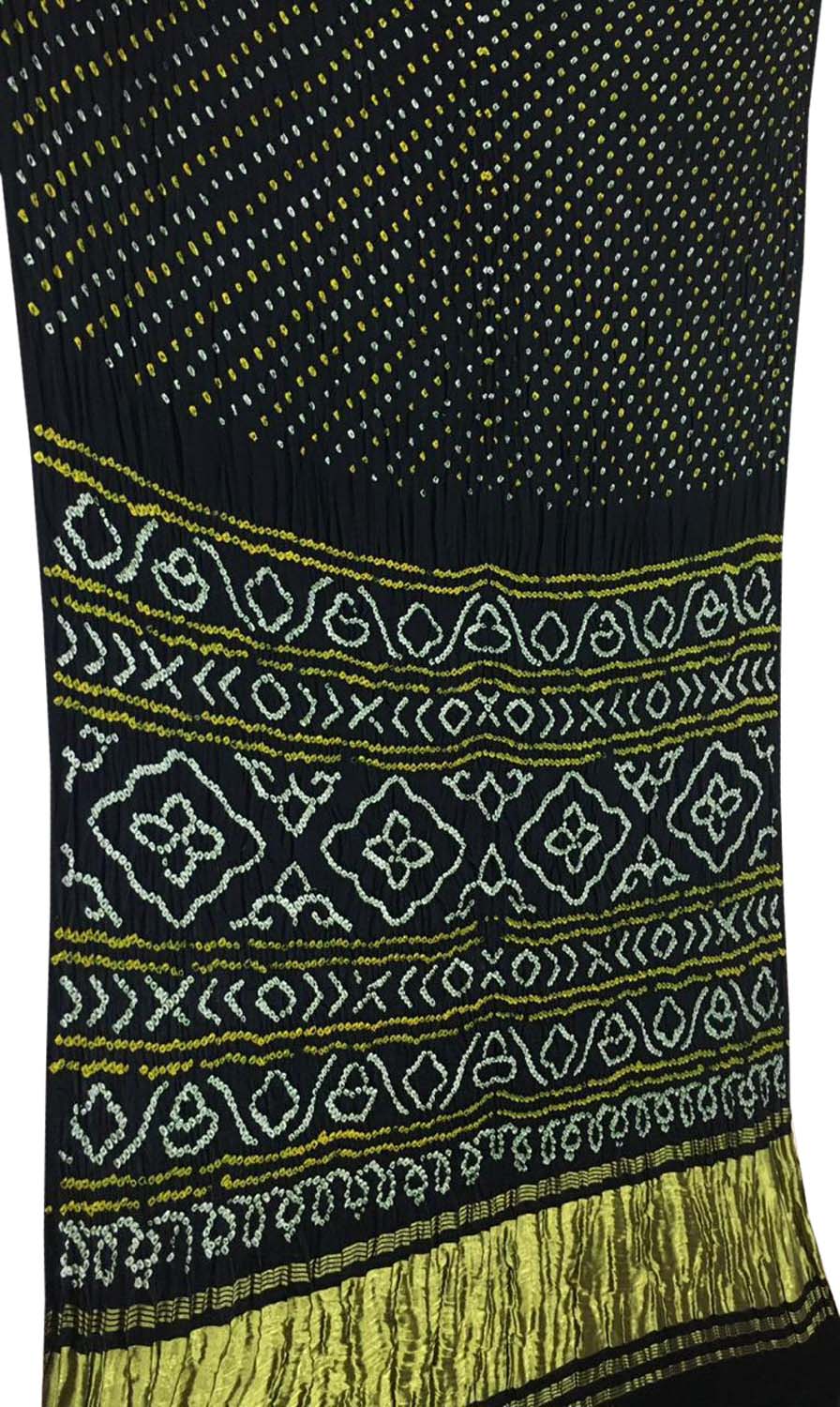 Black Bandhani Pure Gajji Silk Saree - Luxurion World