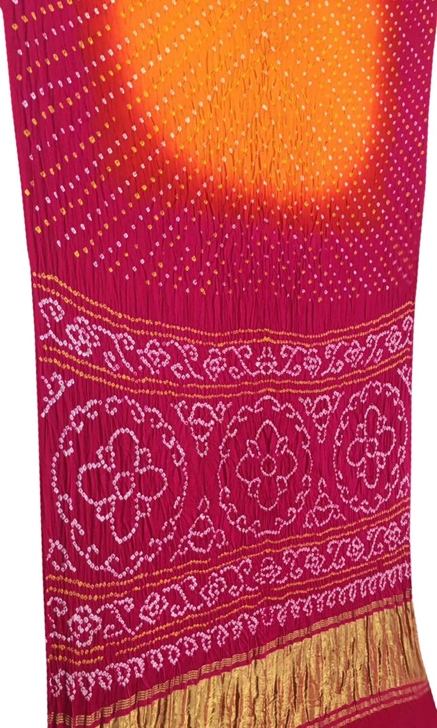 Multicolor Bandhani Pure Gajji Silk Saree - Luxurion World