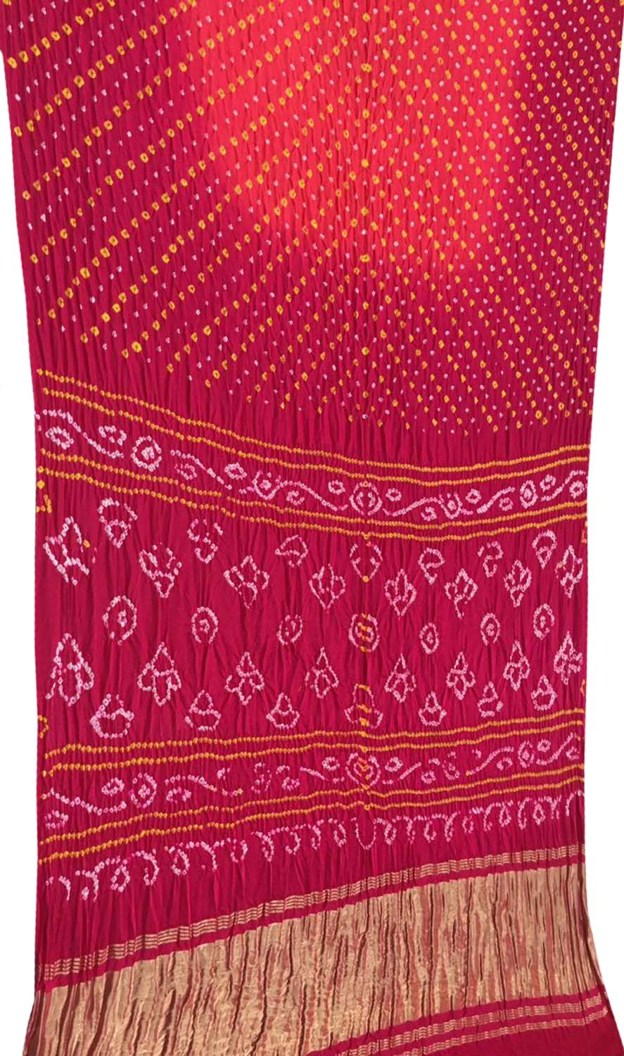 Pink Bandhani Pure Gajji Silk Saree - Luxurion World