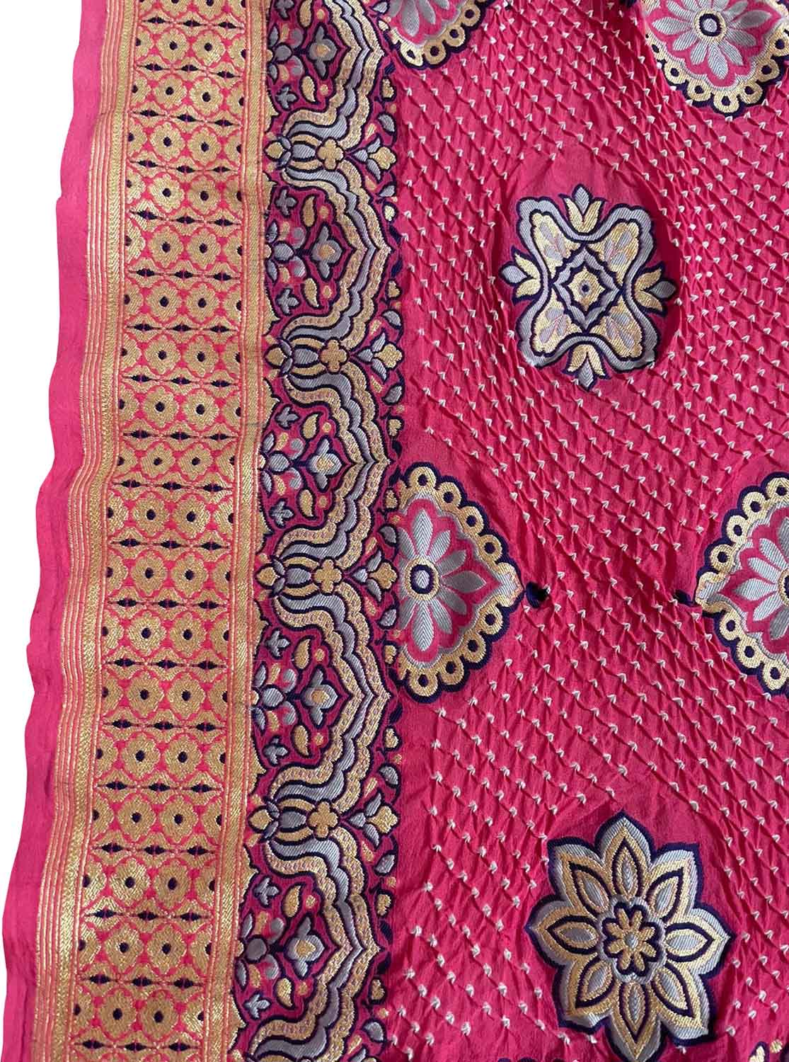 Pink Banarasi Bandhani Pure Georgette Saree - Luxurion World