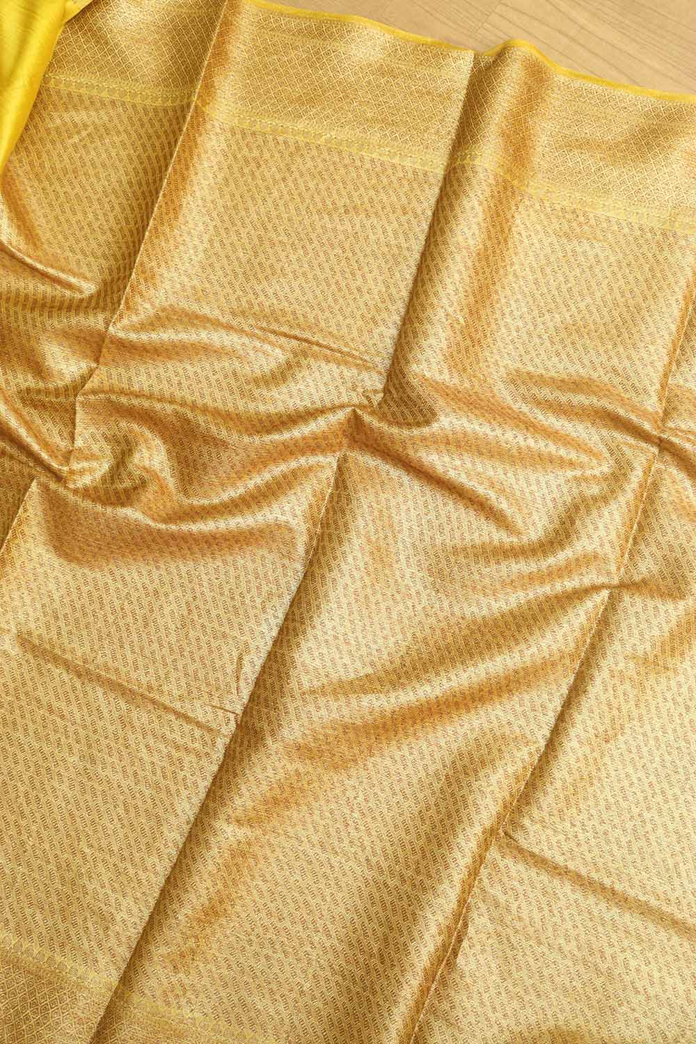 Yellow Bhagalpur Tussar Moonga Silk Saree - Luxurion World