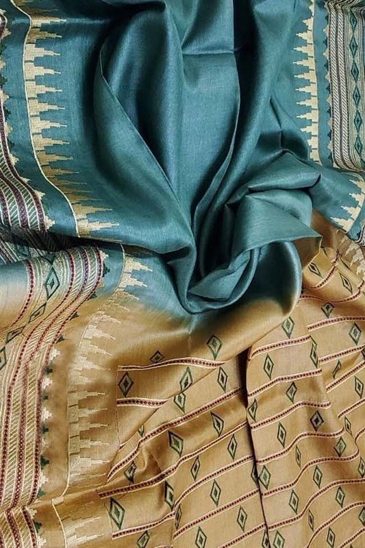 Elegant Blue Moonga Tussar Silk Saree with Embroidery - Luxurion World