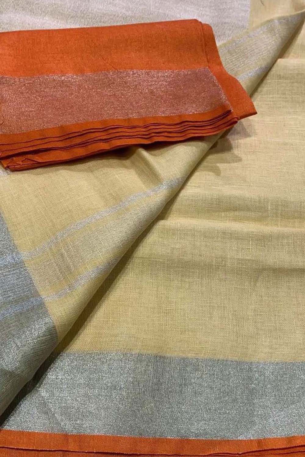 Multicolor Bhagalpur Pure Linen Saree - Luxurion World