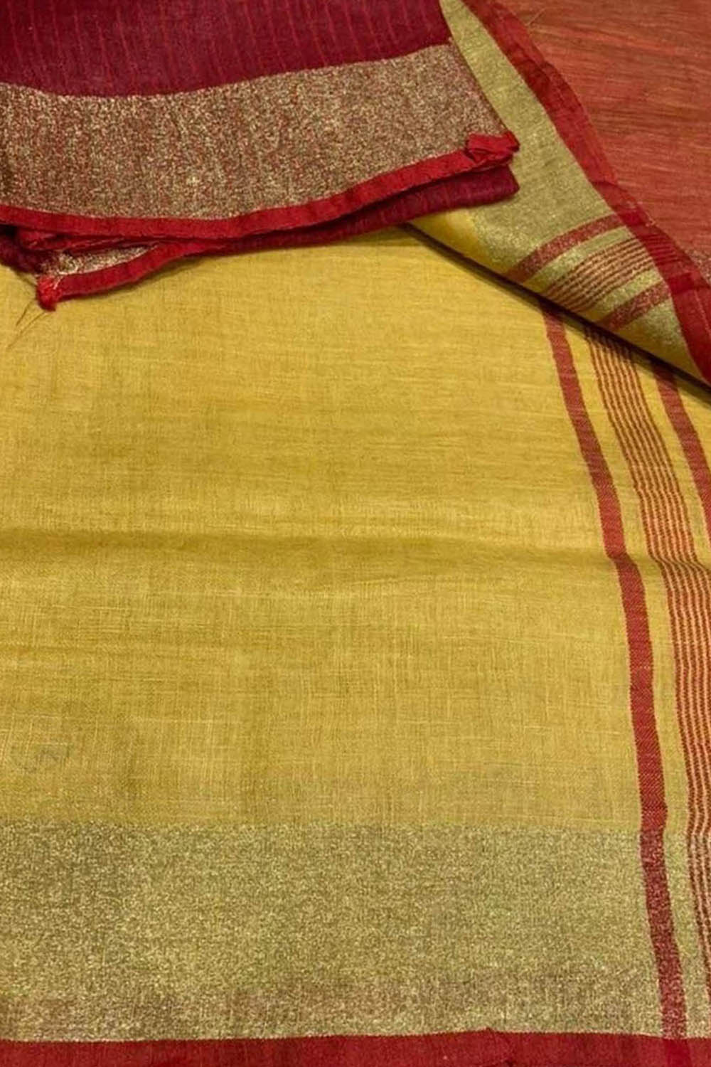 Multicolor Bhagalpur Pure Linen Saree - Luxurion World