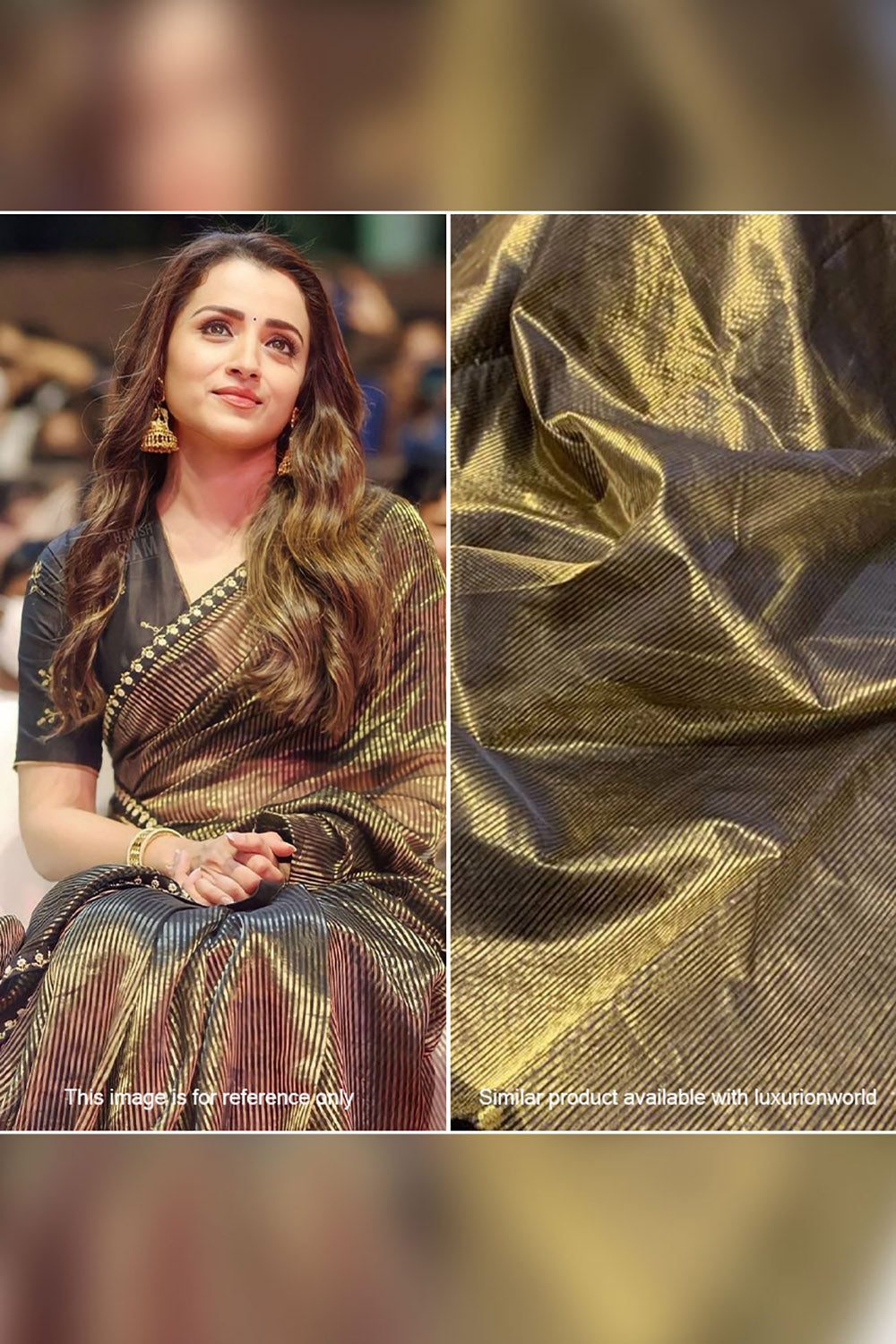 Exquisite Golden & Black Handloom Chanderi Pure Silk Saree - Luxurion World