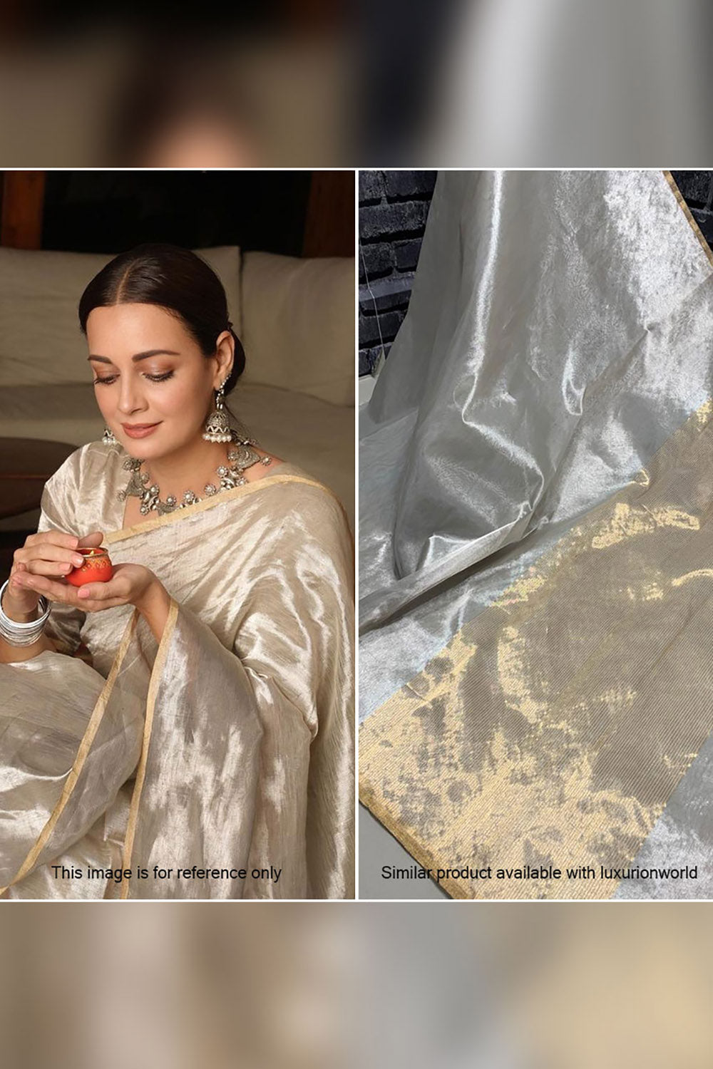 Stunning Off White Handloom Chanderi Tissue Silk Saree - Perfect for Any Occasion! - Luxurion World