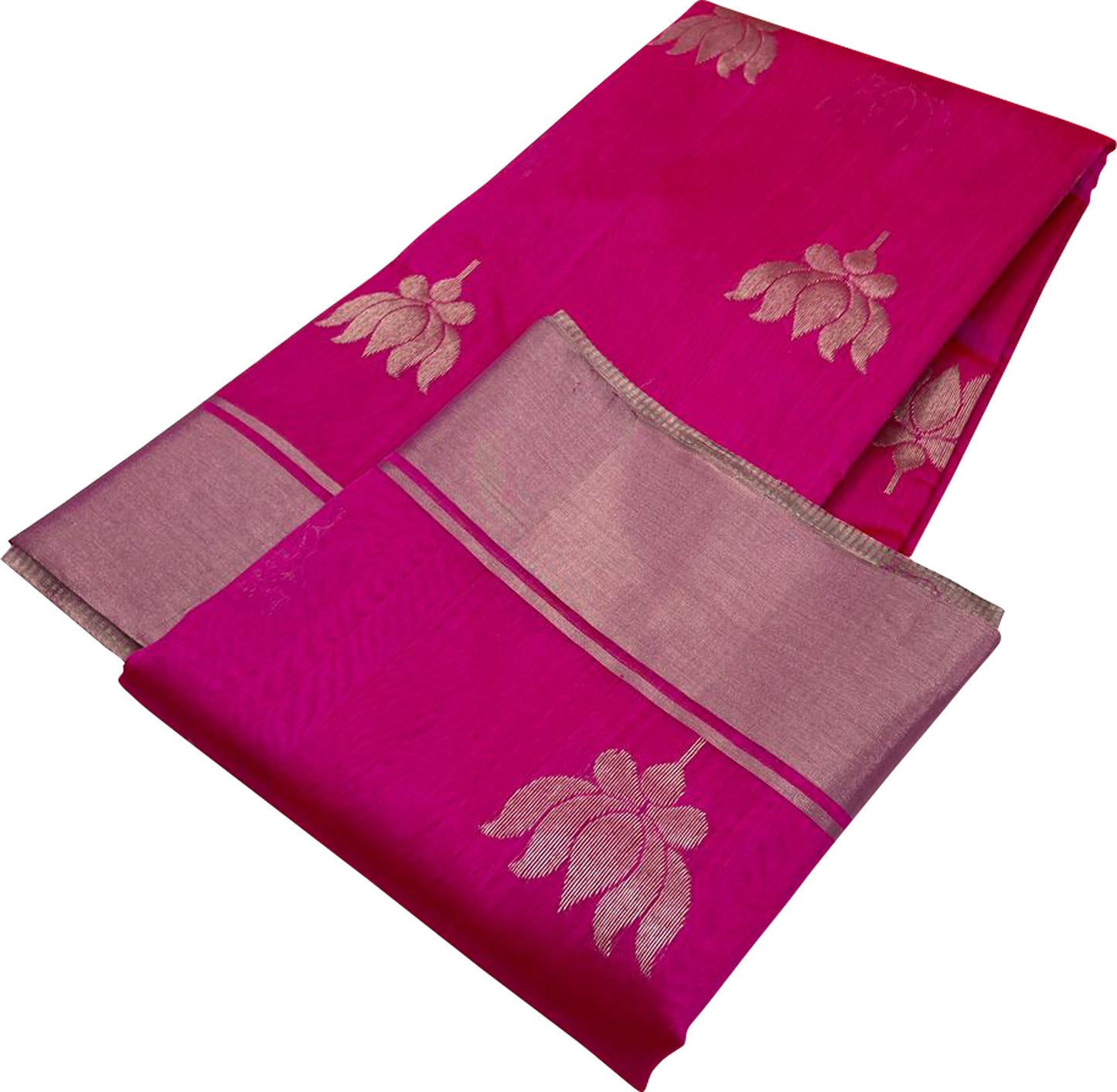 Pink Chanderi Handloom Pure Silk Saree - Luxurion World
