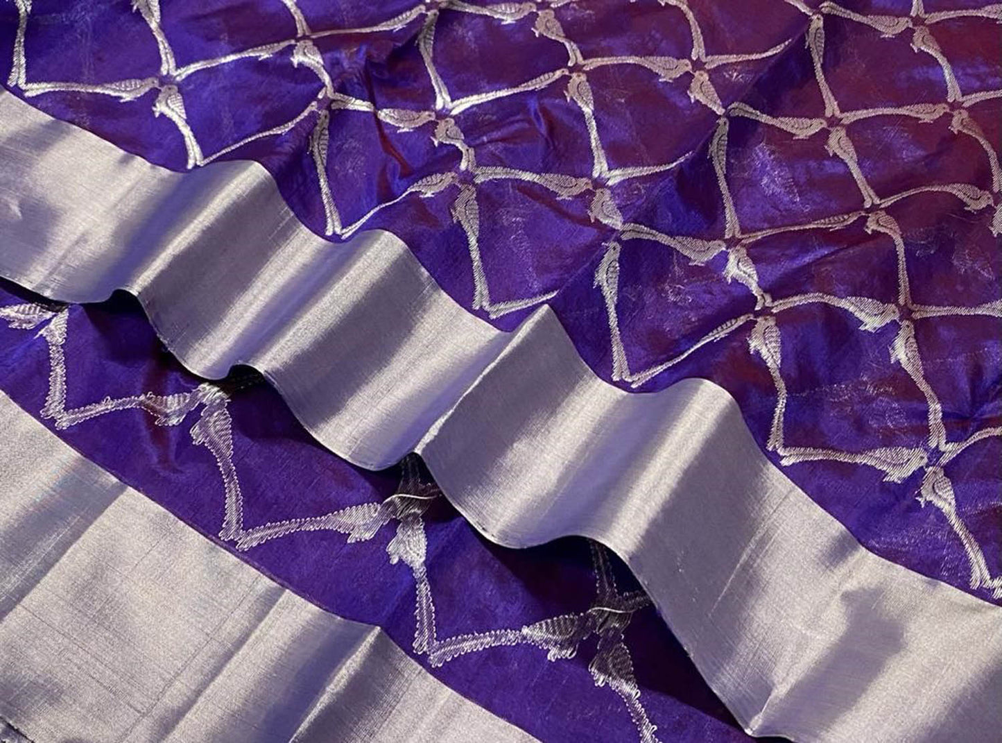 Purple Chanderi Handloom Pure Silk Saree - Luxurion World