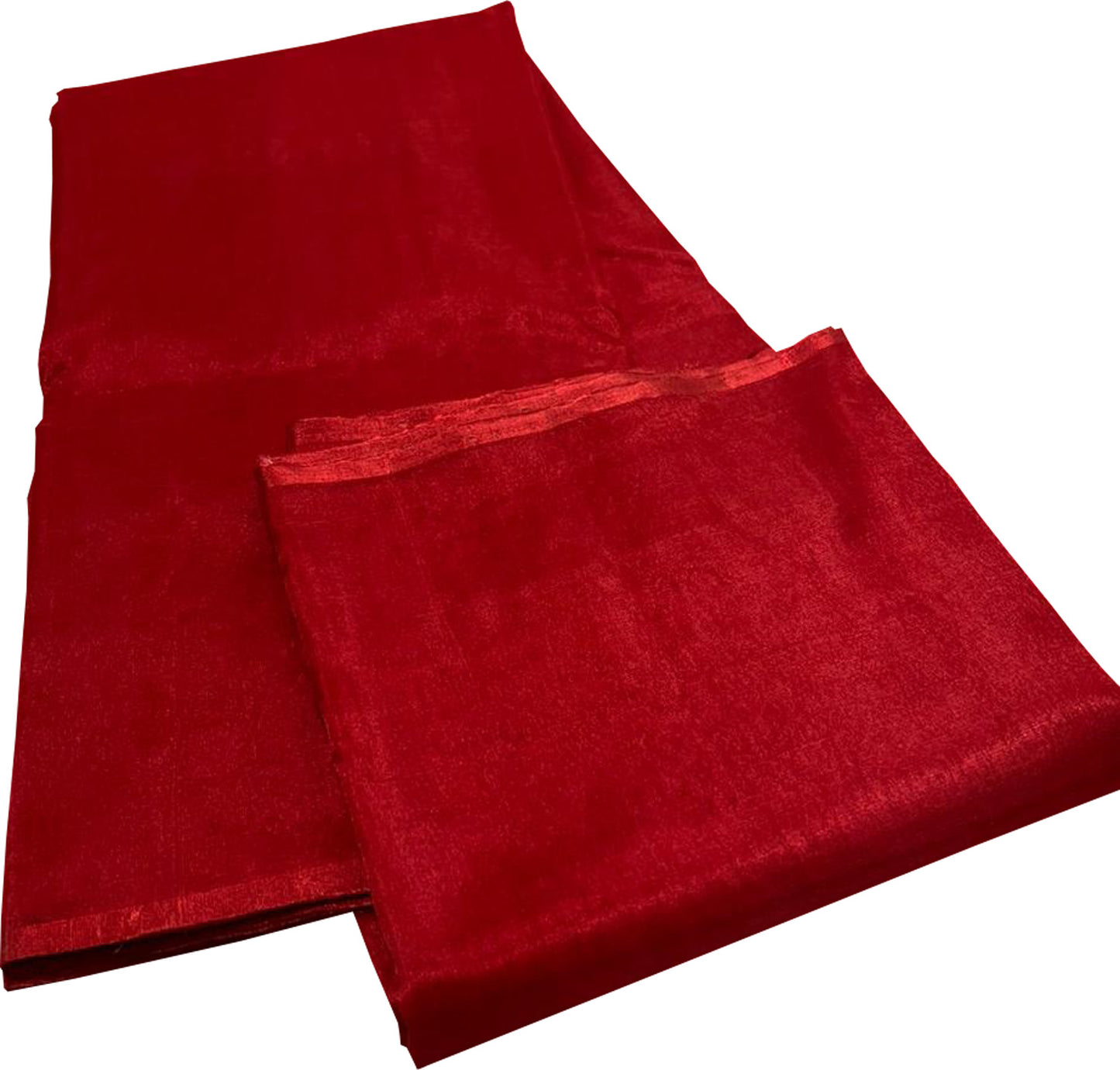 Red Chanderi Handloom Pure Tissue Katan Silk Saree - Luxurion World