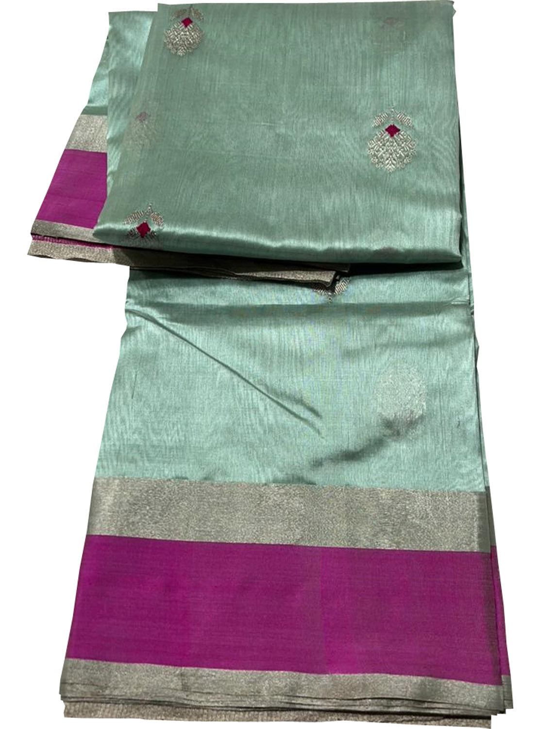 Blue Chanderi Handloom Pure Silk Saree - Luxurion World