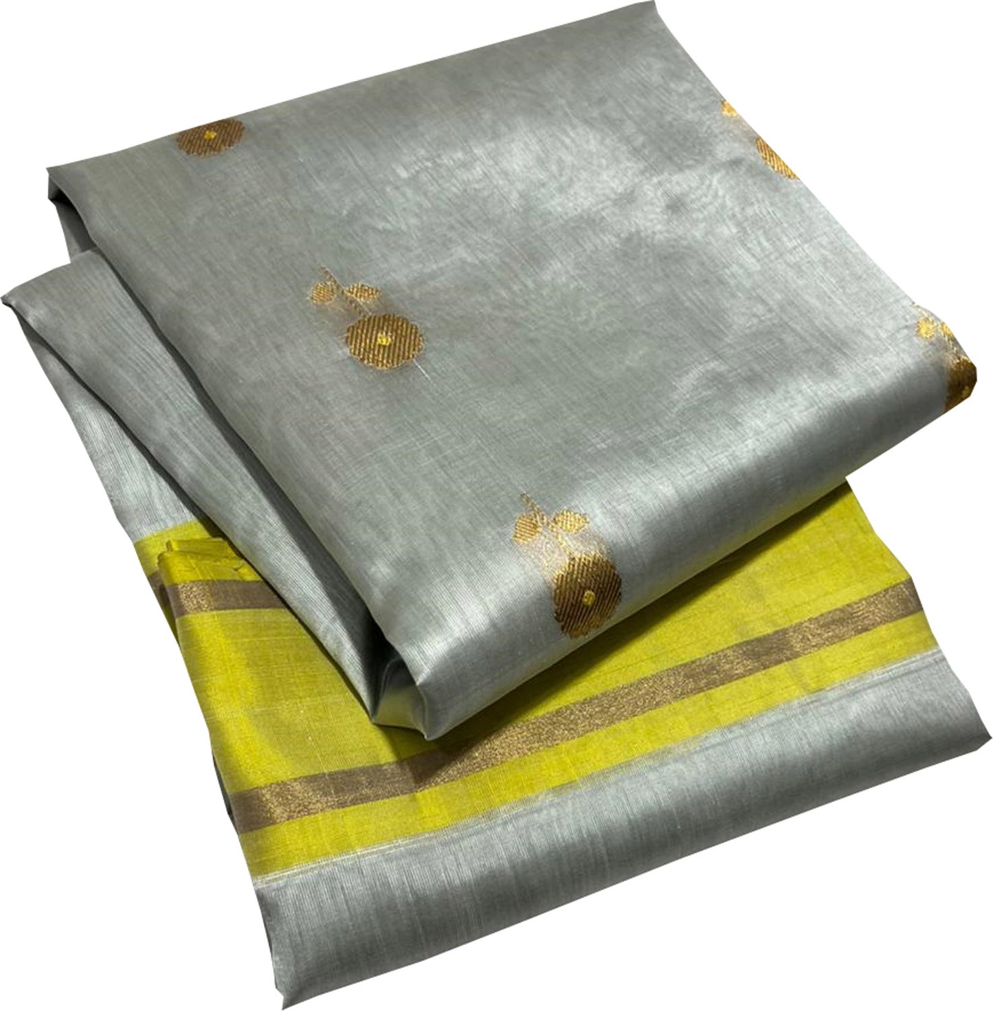 Silver Chanderi Handloom Pure Silk Saree - Luxurion World
