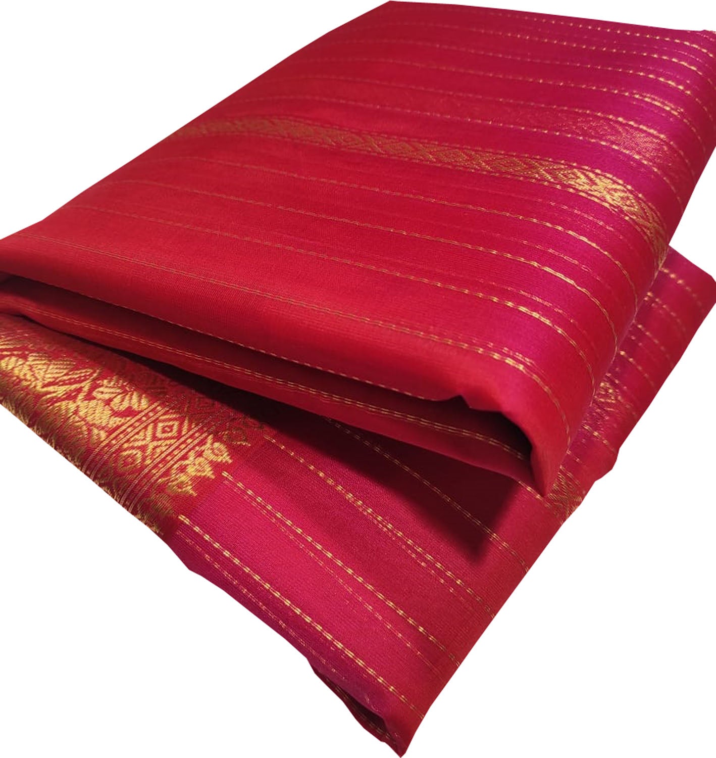 Pink Chanderi Handloom Pure Katan Silk Stripes Design Saree - Luxurion World
