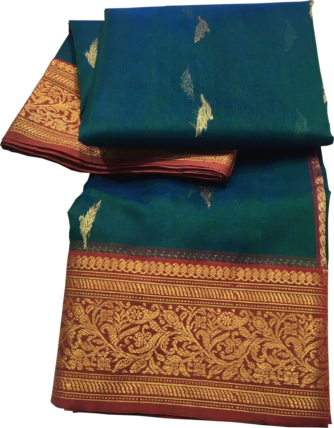 Green Chanderi Handloom Pure Katan Silk Saree - Luxurion World