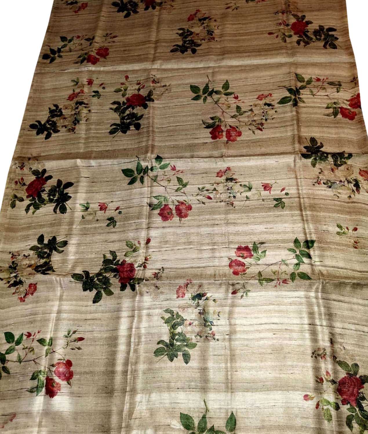 Stunning Pastel Tussar Ghicha Silk Saree with Digital Print - Luxurion World