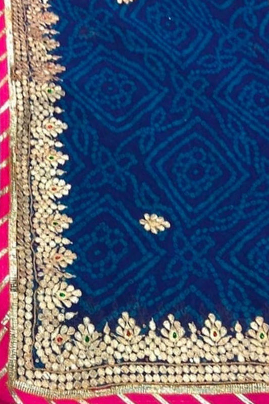 Stunning Blue Gota Patti Georgette Saree - Perfect for Any Occasion