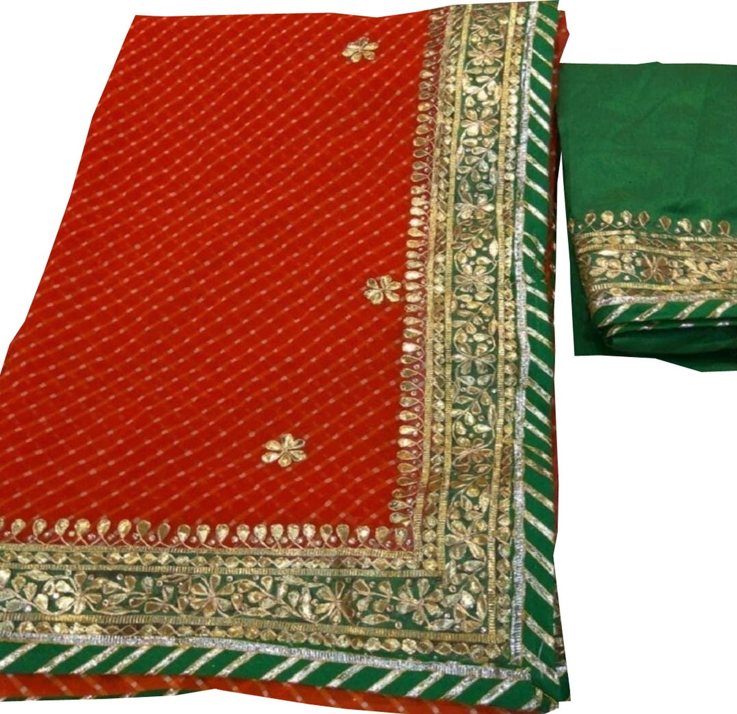 Stunning Orange and Green Gota Patti Georgette Saree for a Chic Look - Luxurion World