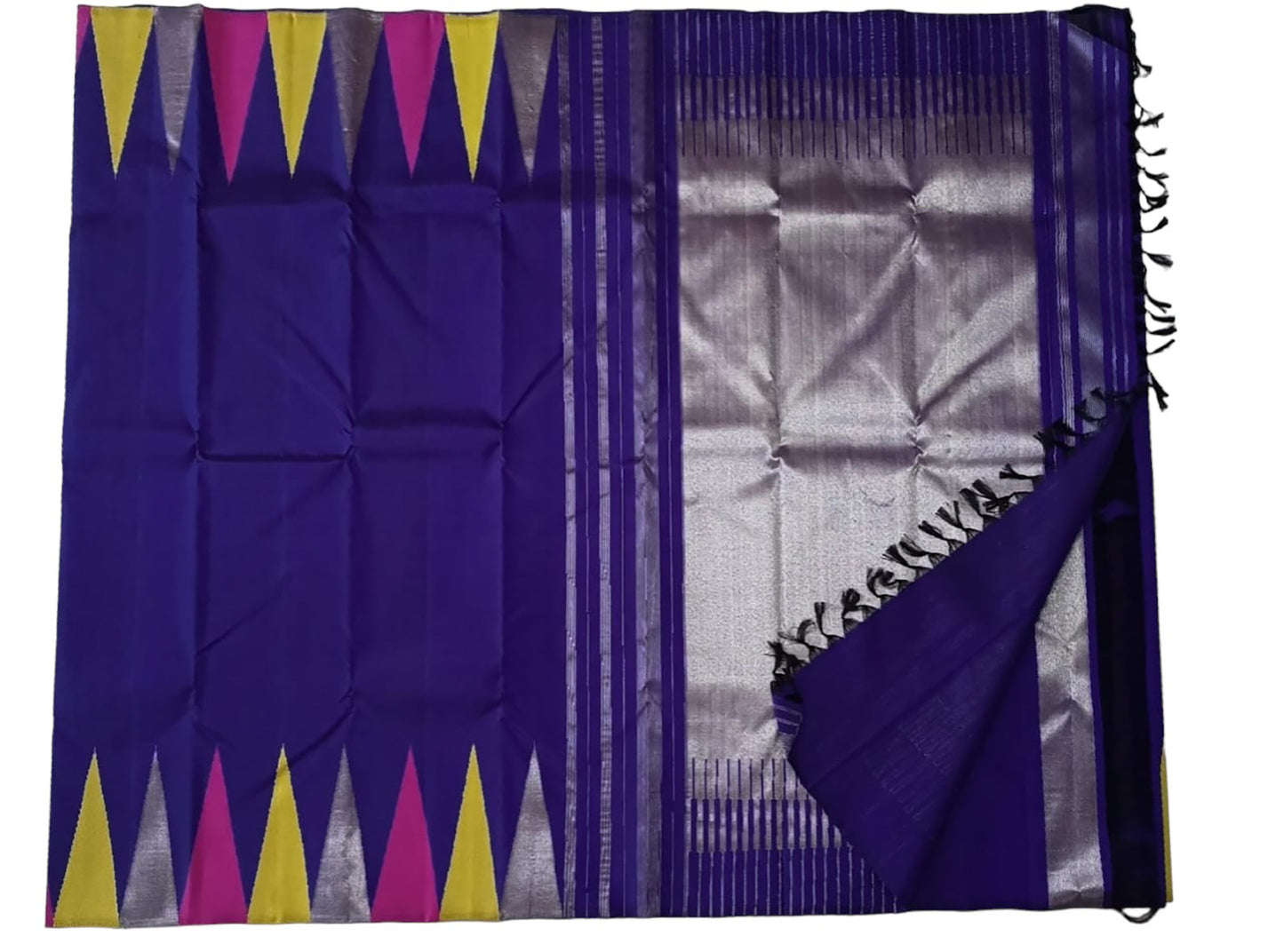 Blue Kanjeevaram Handloom Pure Silk Saree - Luxurion World