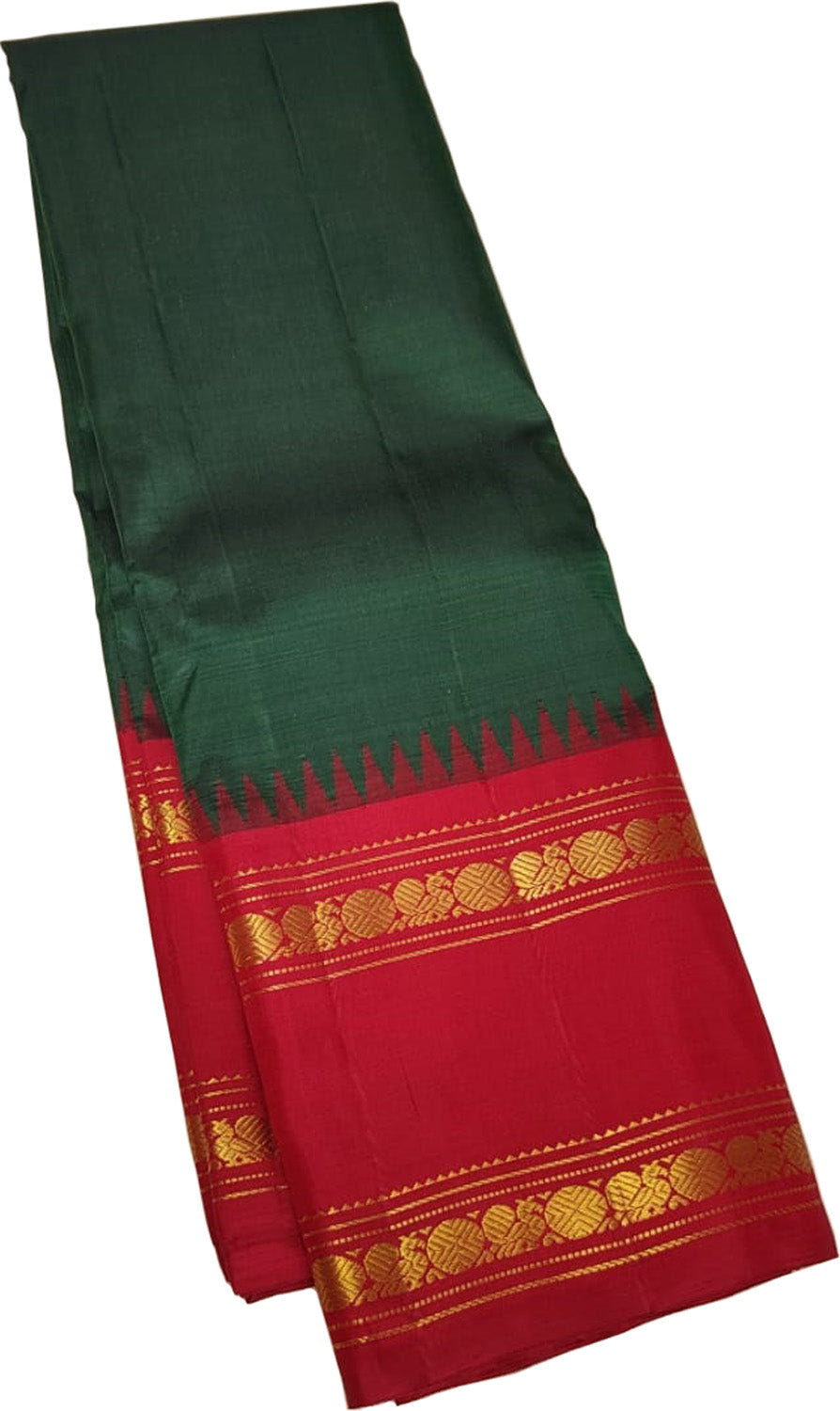 Green Kanjeevaram Handloom Pure Silk Saree - Luxurion World