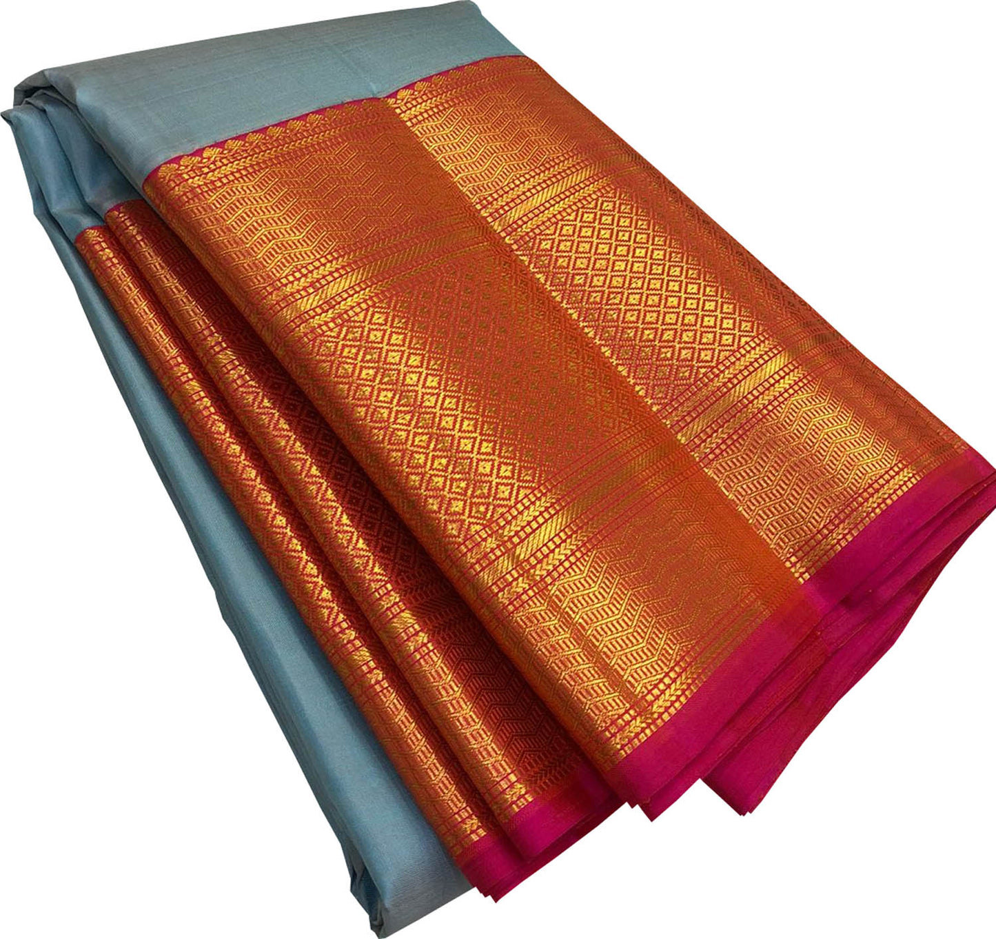 Blue Kanjeevaram Handloom Pure Silk Saree - Luxurion World