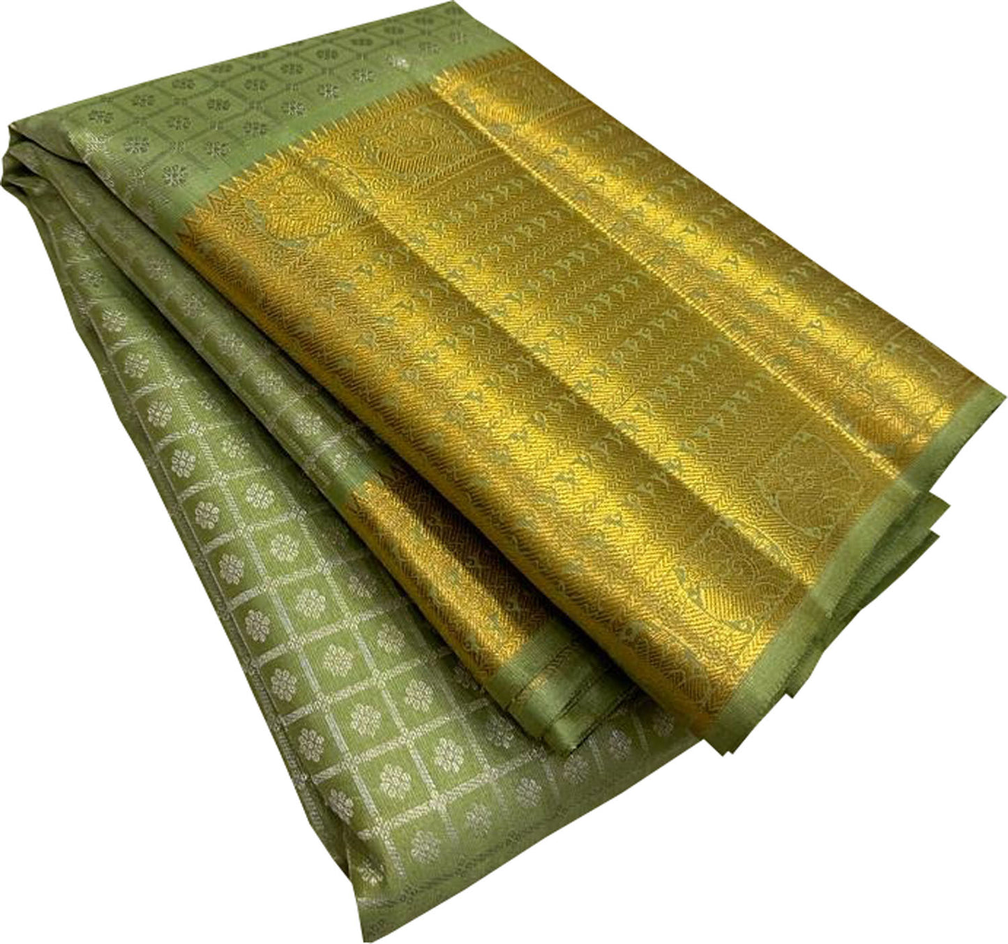 Green Kanjeevaram Handloom Pure Silk Saree - Luxurion World