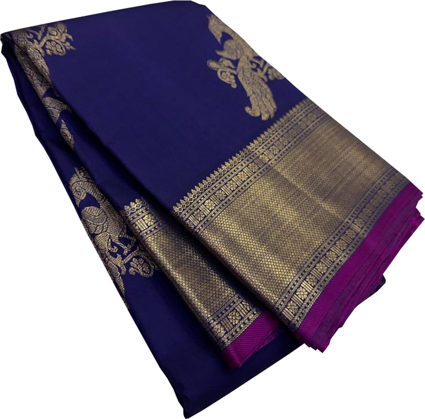 Blue Kanjeevaram Handloom Pure Silk Saree - Luxurion World