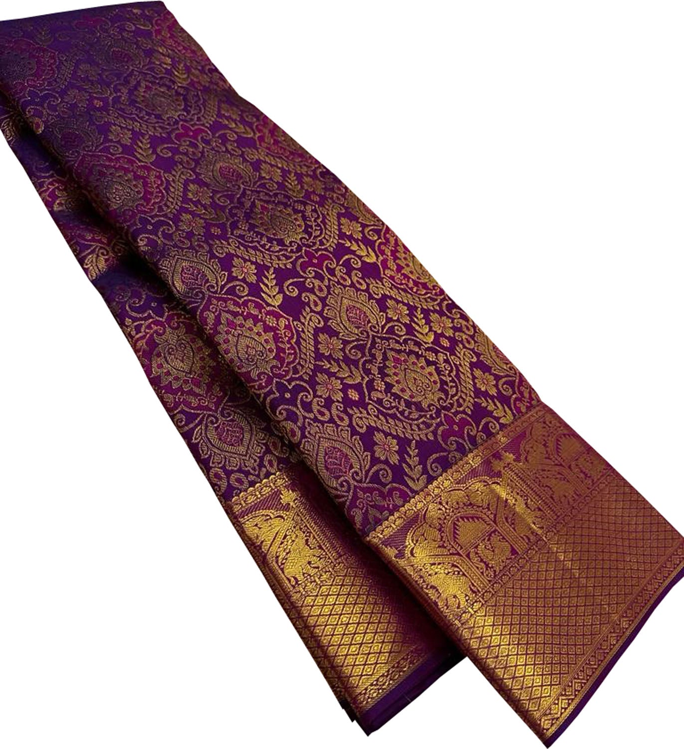 Purple Kanjeevaram Handloom Pure Silk Saree - Luxurion World