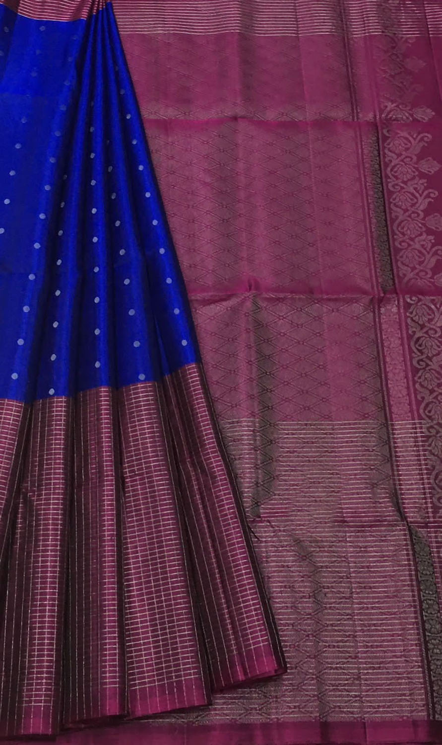 Blue Handloom Kanjeevaram Pure Silk Saree - Luxurion World