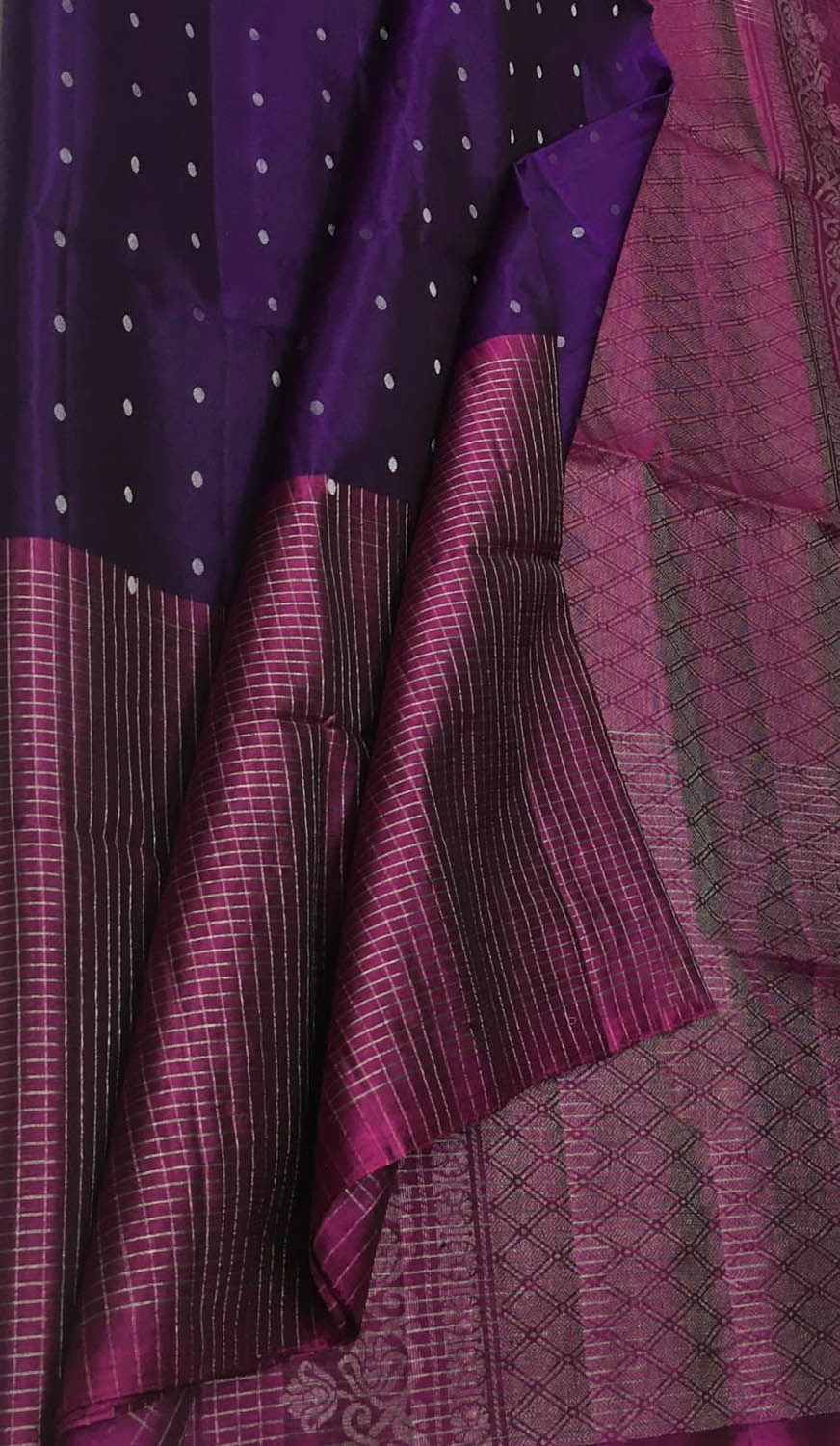 Purple Handloom Kanjeevaram Pure Silk Saree - Luxurion World