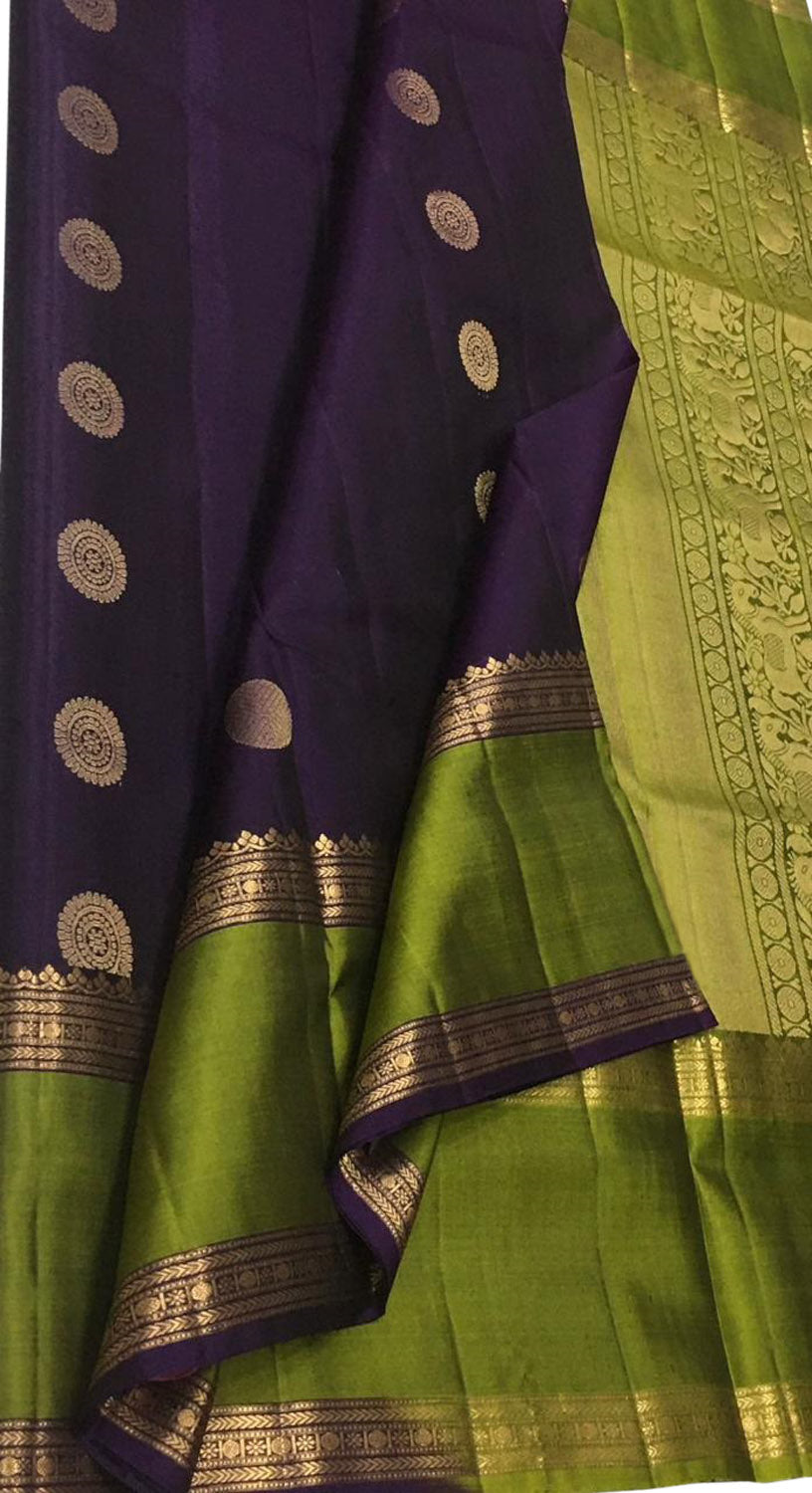 Blue Kanjeevaram Handloom Pure Silk Saree - Luxurion World