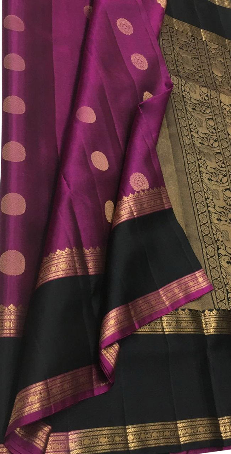 Purple Kanjeevaram Handloom Pure Silk Saree - Luxurion World