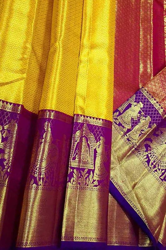 Yellow Kanjeevaram Handloom Silk Saree - Pure Elegance