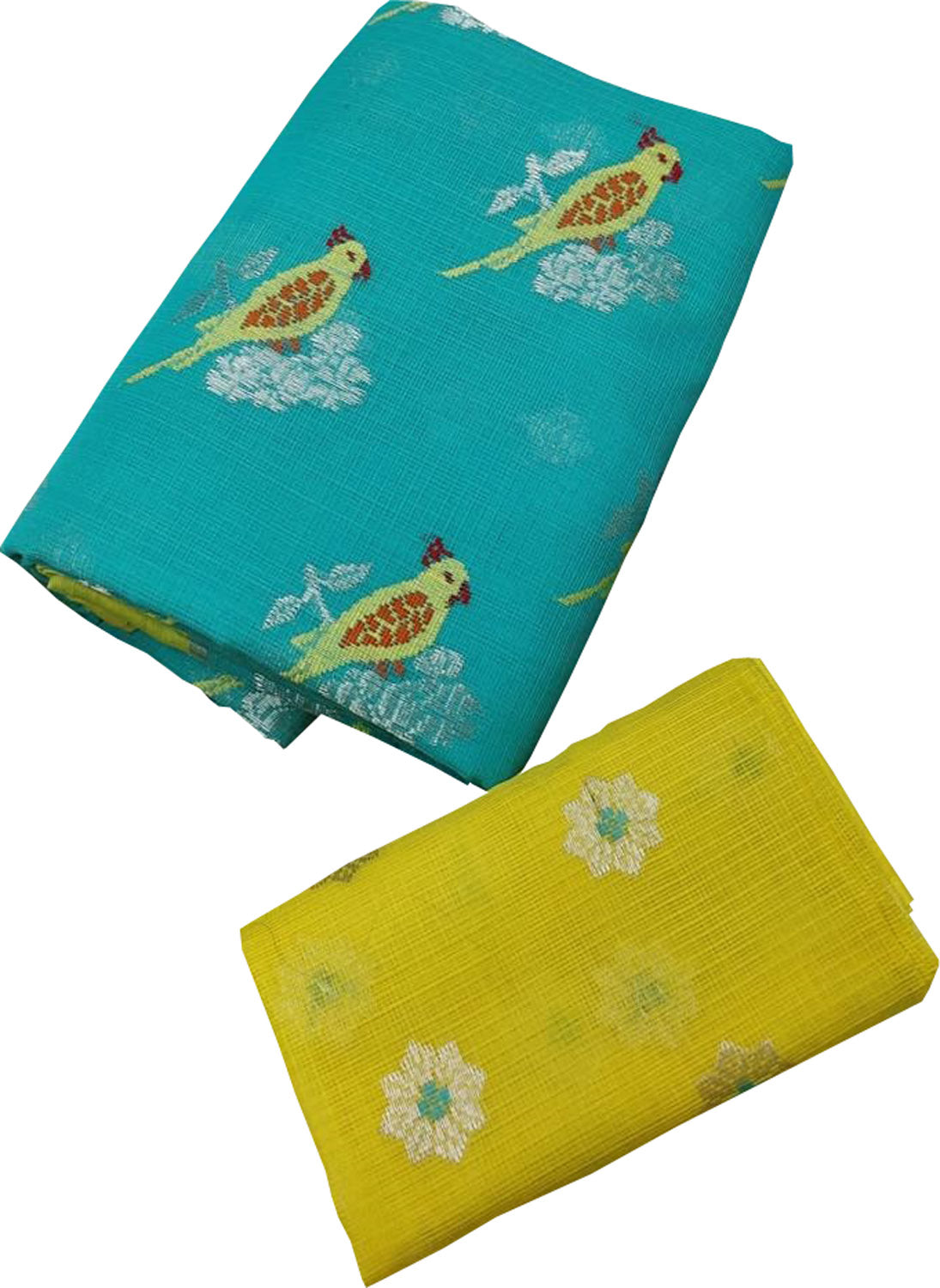 Stunning Blue and Yellow Kota Doria Handloom Saree with Real Zari - Luxurion World