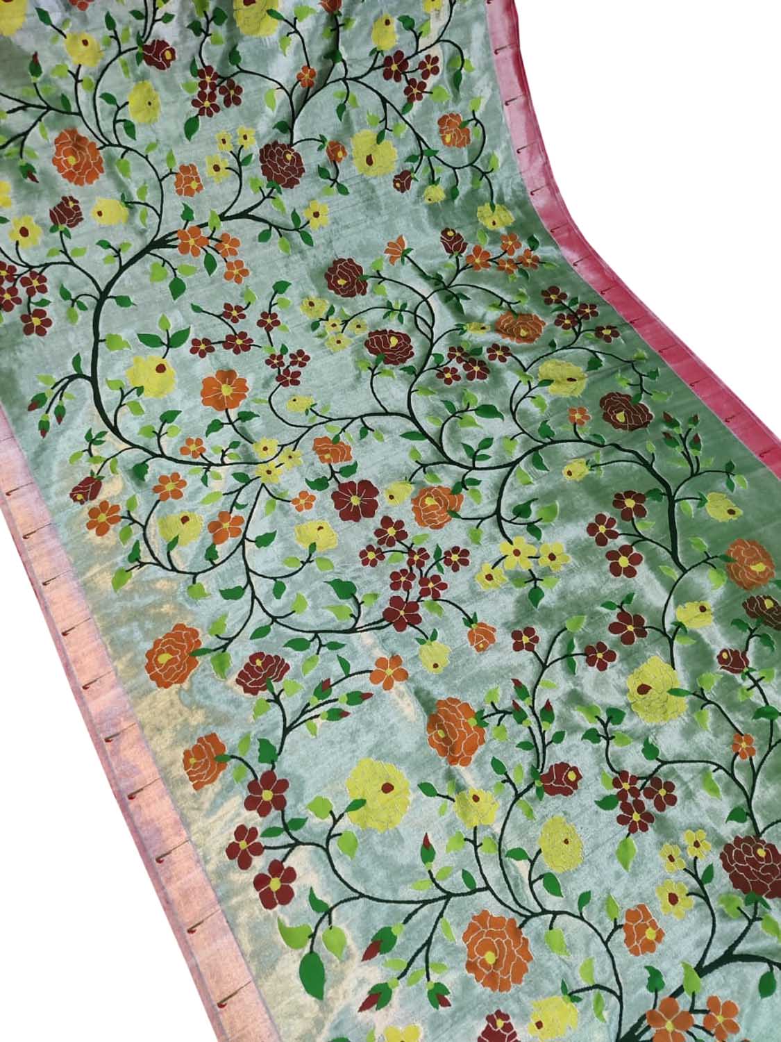 Green Paithani Handloom Pure Silk Brocade Saree - Luxurion World