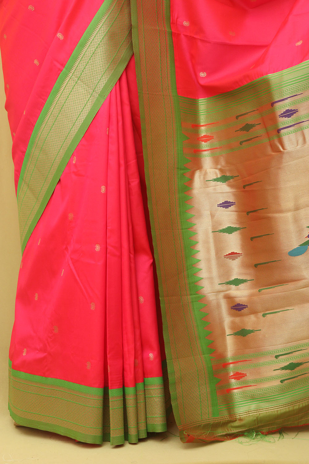 Pink Paithani Silk Peacock Design Saree - Luxurion World
