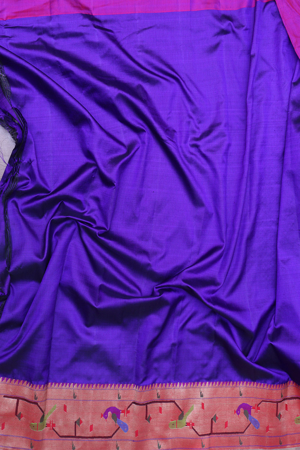 Blue Paithani Handloom Pure Silk Peacock & Parrot Design Saree - Luxurion World