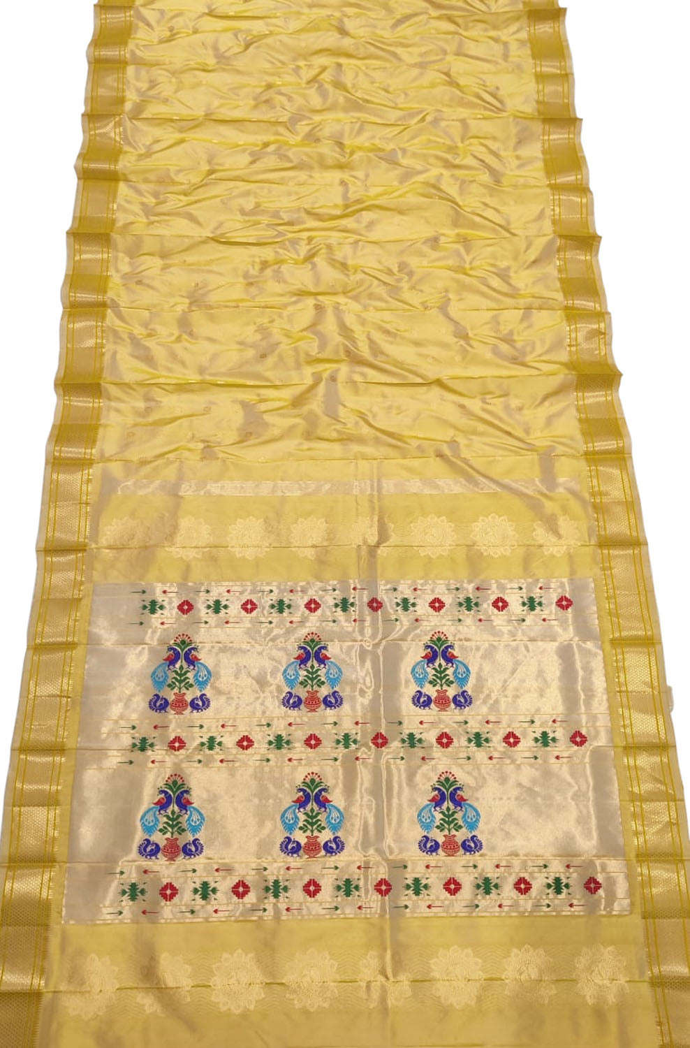 Yellow Paithani Handloom Silk Saree: Pure Elegance - Luxurion World