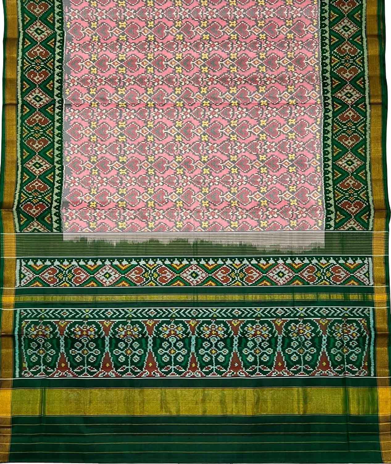 Pink Handloom Patola Pure Silk Single Ikat Saree - Luxurion World