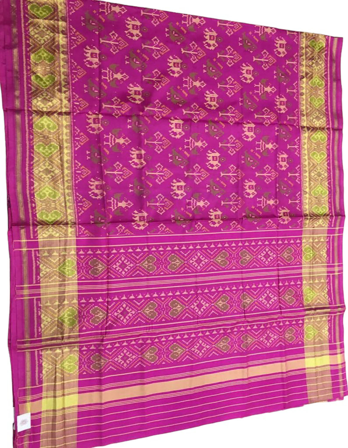 Pink Patola Handloom Single Ikat Patola Pure Silk Saree - Luxurion World