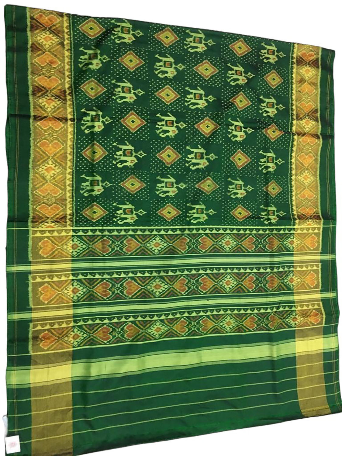 Green Patola Handloom Single Ikat Patola Pure Silk Saree - Luxurion World