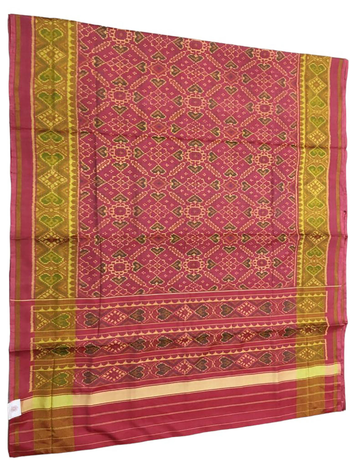 Pink Patola Handloom Single Ikat Patola Pure Silk Saree - Luxurion World