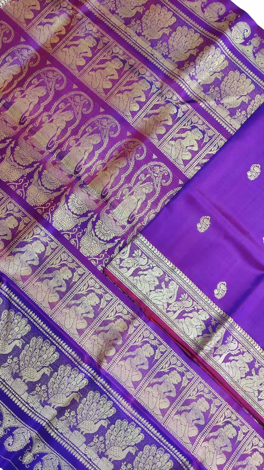 Exquisite Purple Baluchari Handloom Silk Saree - Pure Elegance - Luxurion World