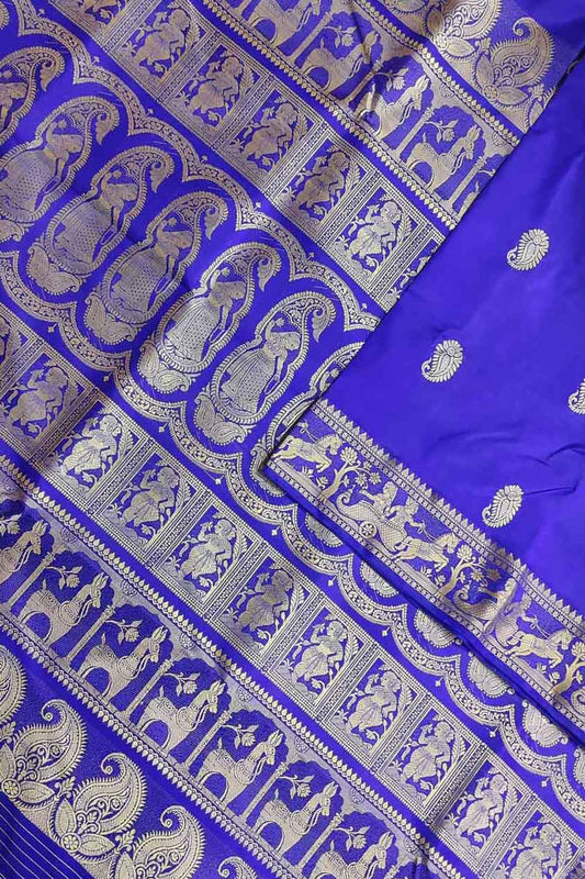 Elegant Purple Baluchari Silk Saree: Handloom Beauty