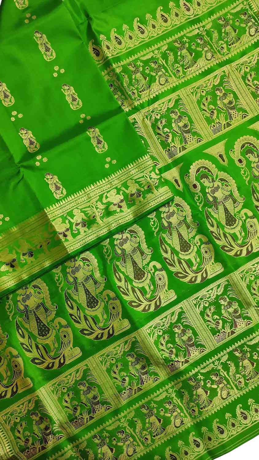 Green Baluchari Handloom Pure Silk Saree - Luxurion World