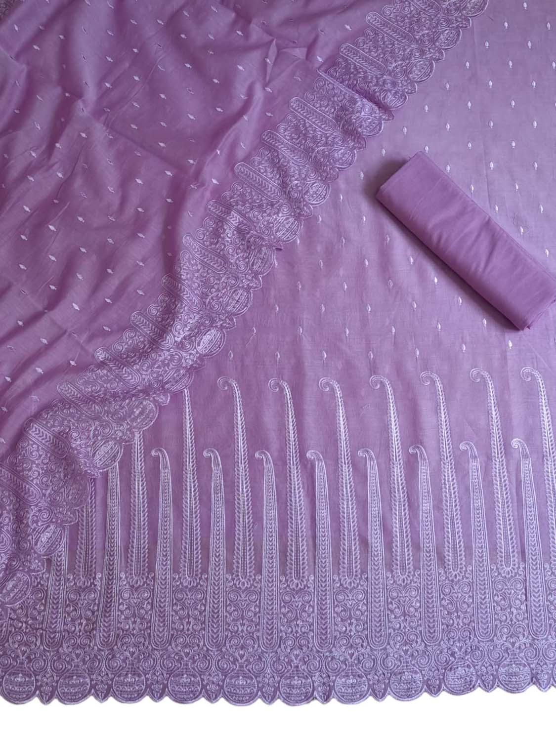 Chic Pink Chikankari Chanderi Suit Set - Unstitched 3-Piece for a Stunning Look - Luxurion World